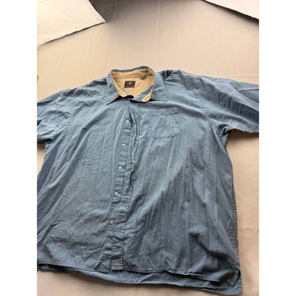 Wrangler Shirt Size 3XL Blue Short Sleeve Button Up Pocket Casual Collared - Picture 1 of 3